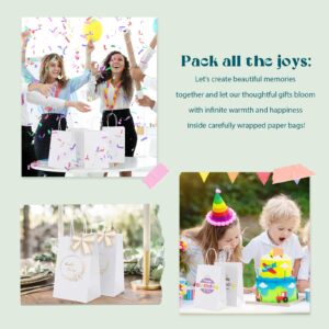 MESHA Paper Gift Bags 5.25x3.75x8 50Pcs White Paper Bags for Small Business,Small Paper Gift Bags with Handles Bulk,Birthday Wedding Party Favor Bags