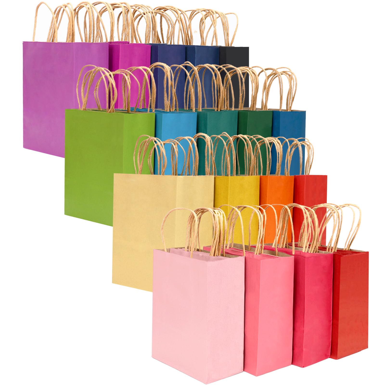 Moretoes 72pcs 18 Colors Small Gift Bags, 8.7 x 6.3 x 3.1 Inches Gift Bags Bulk, Paper Bags with Handles, Party Favor Bags for Birthday, Party