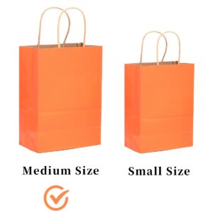 qiqee 60 pcs Kraft Bags with Handles 7.6"x4.75"x10.5" Medium Gift Paper Bags 16 Different Solid Color Bags