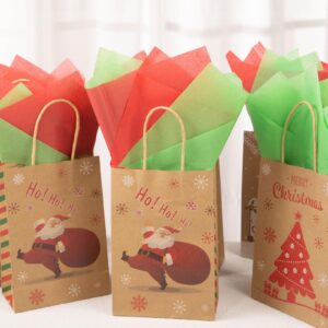 VGOODALL 30PCS Christmas Treat Bags with Tissue Paper, Kraft Paper Gift Bags with Handle Christmas Goodie Bags for Christmas Party Favors Gift Exchange