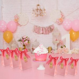 BEISHIDA Small Gift Bags Party Favor Bags Paper Gift Bags Pink Gift Bags with Handles Birthday Gift Bags (6.5 x 4.5 x 2.5 Inch, 20PCS)
