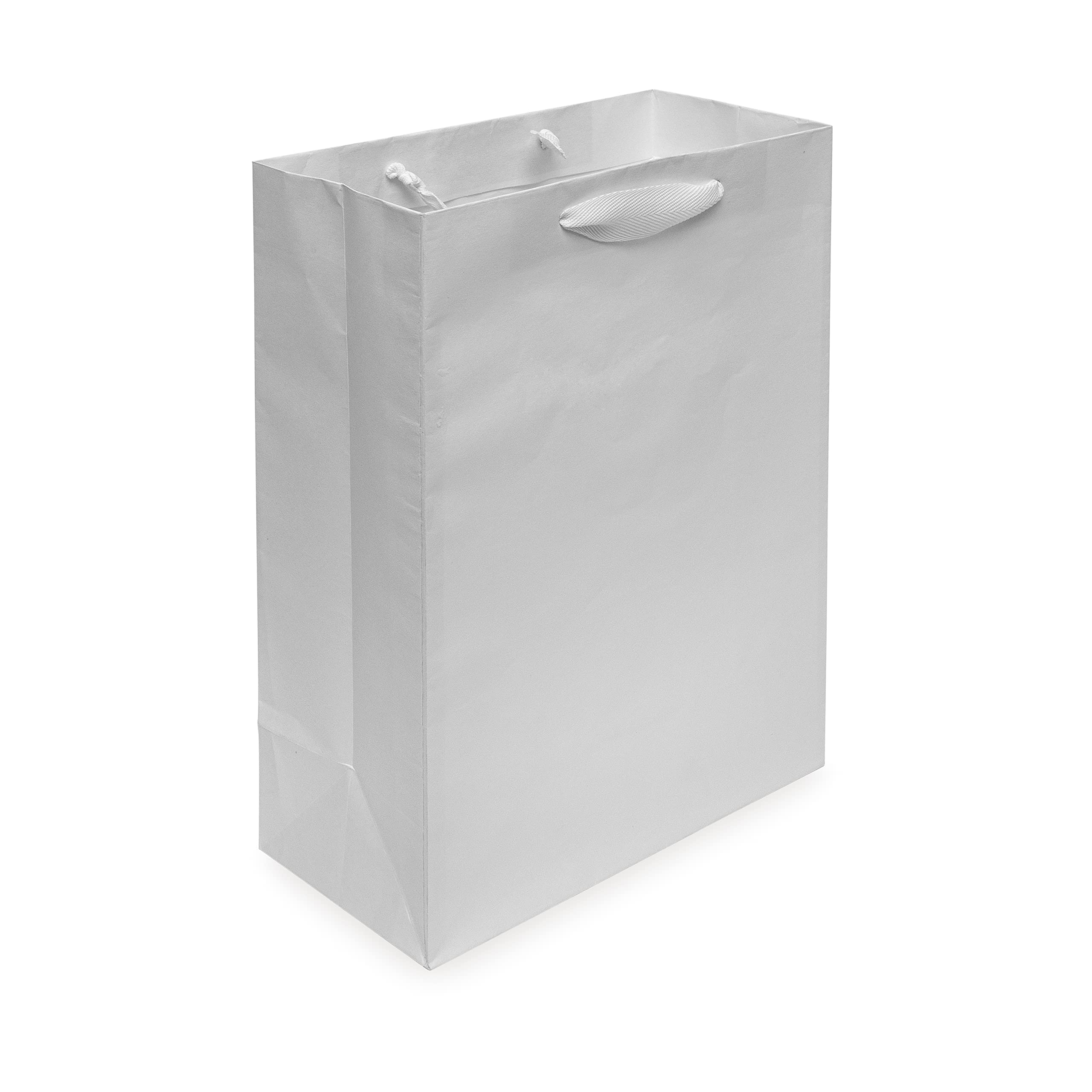 Prime Line Packaging 10x5x13 50 Pack White Gift Bags with Handles Bulk, Medium Kraft Paper Bags for Boutique, Shopping, Wedding, Birthday Gift Wrap