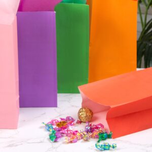 JOHOUSE 58PCS Paper Gift Bags, Colorful Treat Bags Bulk Candy Color Goodie Bags for Kids Party Favor Bags for Birthdays Baby Showers Crafts Wedding 9 Colors