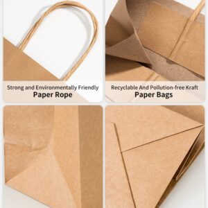 RACETOP Small Brown Kraft Paper Bags with Handles Bulk, 5.9"x3.2"x8.3" 50Pcs Small Brown Gift Bags, Mini Paper Bags, Gift Bags Bulk, Goodie Bag, Retail Bags, Gift Wrap Bags, Shopping Bags