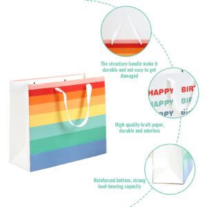 Moretoes 2 Pack Birthday Gift Bags Matching Tissue Paper and Cards, Pretty Rainbow Gift Bags Happy Birthday Gift Bags for Men Women, 12.6" x 10.25" x 4.7"