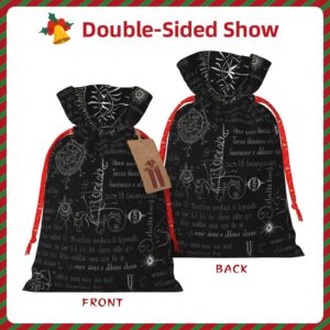 RLDOBOFE Christmas Gift Bags With Drawstring Supernatural Inspiration Christmas Burlap Gift Bag Christmas Drawstring Bag for Halloween Xmas Candy Bags Reusable Xmas Present Bags for Party Decorations