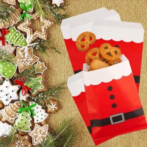 LUOZZY 50pcs Christmas Gift Bags Santa Claus Suit Christmas Kraft Paper Wrapping Bags Xmas Treat Candy Bags Xmas Holiday Birthday Party Gift Supplies Favor