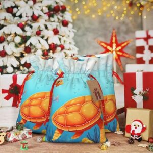 rldobofe christmas gift bags with drawstring turtle and fish christmas burlap gift bag christmas drawstring bag for halloween xmas candy bags reusable xmas present bags for party decorations holiday