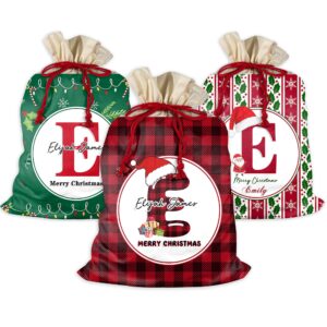 Artsadd Custom Christmas Drawstring Santa Sacks for Kids with Name, Customized Funy Pattern Xmas Ornament Decoration for Family Personalized Santa Sacks for Holiday Present Gifts