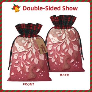 Yioniii a black blooming flower pattern Drawstring Christmas Bags, 3D Xmas Gift Bags, Christmas Wrapping Bags,Party Favor Bags,Black,S