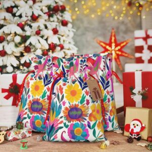 rldobofe christmas gift bags with drawstring mexican otomi animals christmas burlap gift bag christmas drawstring bag for halloween xmas candy bags reusable xmas present bags for party decorations