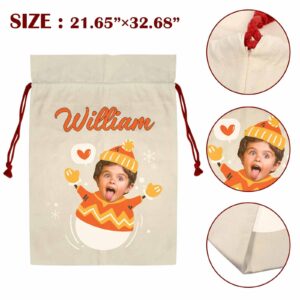 Personalized Large Christmas Sacks 21"x32" Custom Name Drawstring Christmas Bag Xmas Presents Santa Gift Bag for Kids, Family