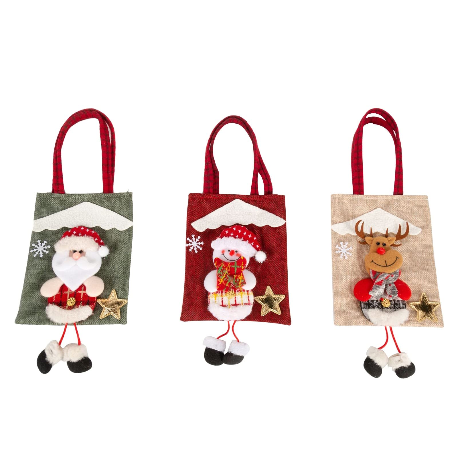 Christmas Goodie Treat Candy Bags, Christmas Treat Gift Bag Cloth Reusable Christmas Apple Bag for Children Best for Wedding Holiday New Year Holiday Gift (A02)