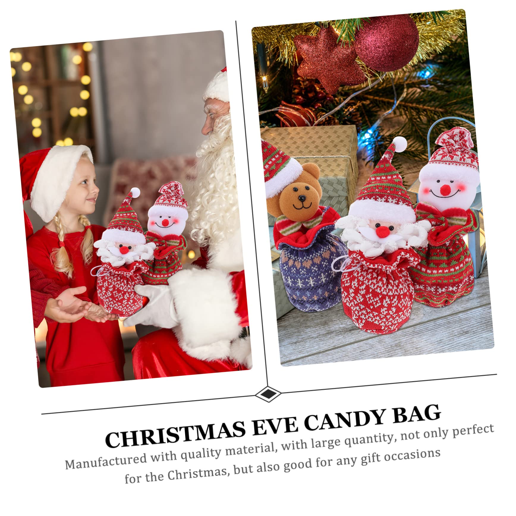 Healifty 3pcs Christmas Eve Goodie Bags Christmas Gnome Candy Bag Wedding Candy Bag Christmas Candy Pouch Christmas Bag Gift Bags Children Xmas Present Bags Knitting Decorate