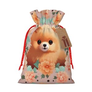 btcowzrv pomeranians cartoon flowers christmas gift bag with drawstring christmas wrapping bags xmas gift bags sack bags xmas package storage bag wrapping sacks pouches xmas party holiday gift bags