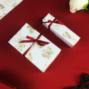 Bzumoot 50 Sheets Large Tissue Paper for Gift Bags 20 * 28 Inches White Metallic Gold Wrapping Gift Paper Butterfly Pattern Gift Wrapping Paper for Christmas Wedding Birthday Party DIY Craft