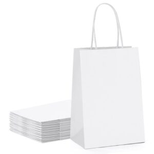 mesha gift bags white paper bags 20pcs 5.25x3.75x8 inches small paper gift bags with handles bulk,kraft bags,grocery shopping bags,wedding party favor bags