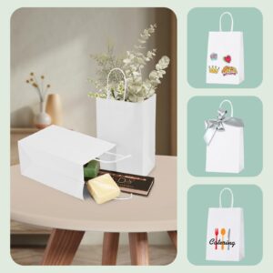 MESHA Gift Bags White Paper Bags 20Pcs 5.25x3.75x8 Inches Small Paper Gift Bags with Handles Bulk,Kraft Bags,Grocery Shopping Bags,Wedding Party Favor Bags