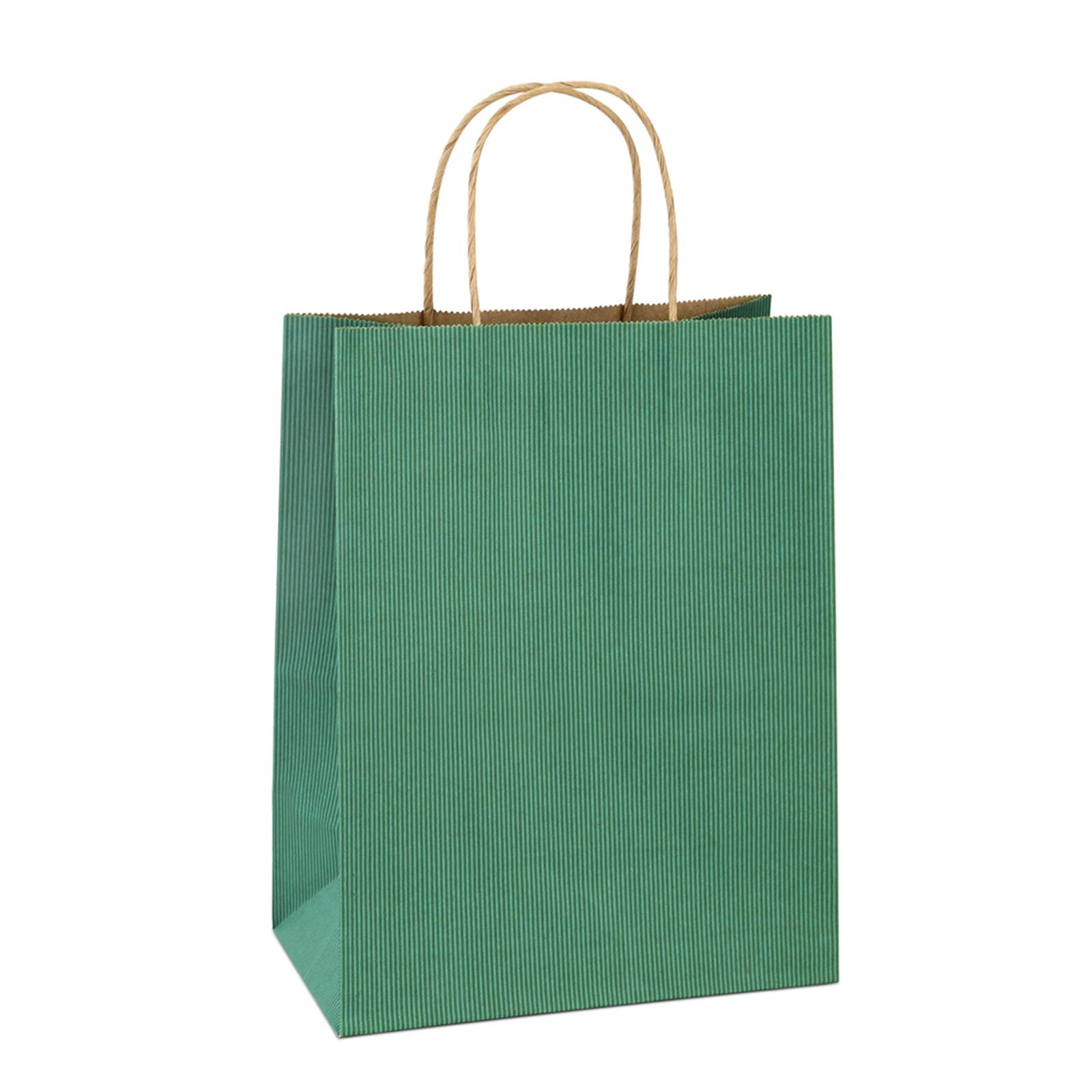 BagDream Gift Bags 8x4.25x10.5Inches 25Pcs Paper Bags, Shopping Bags, Kraft Bags, Retail Bags, Green Stripes Paper Gift Bags with Handles, 100% Recyclable Paper Bags