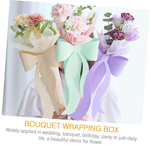 ABOOFAN 20 Sets Flower Box Folding Bowknot Wrapper for Bouquet Flower Wrapping Container Bouquet Wrapping Material Wedding Bouquet Holder Gift Packaging Material Display Box Paper Rose