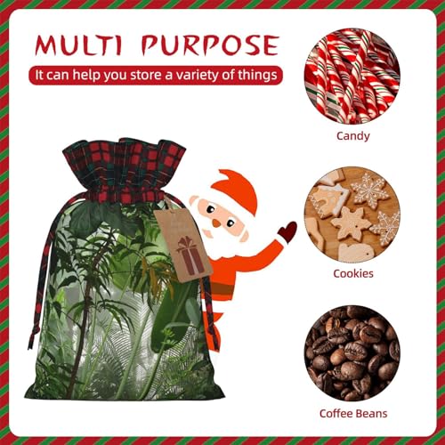 MARXAN Tropical Rainforest Scene Printing Christmas With Drawstring Fabric Gift Bag Linen Bundle Gift Bag Storage Bag Gift Bags With Drawstrings Suitable For Christmas Party Gift Packaging