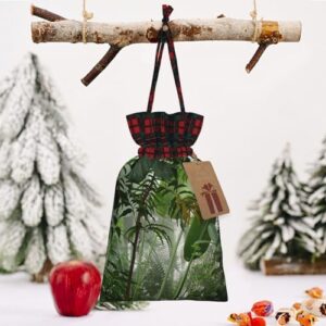 MARXAN Tropical Rainforest Scene Printing Christmas With Drawstring Fabric Gift Bag Linen Bundle Gift Bag Storage Bag Gift Bags With Drawstrings Suitable For Christmas Party Gift Packaging