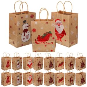 LUOZZY 24pcs Christmas Wrapping Bags Gift Storage Pouches Handheld Packing Pouches Krafts Paper Gifts Bags for Xmas