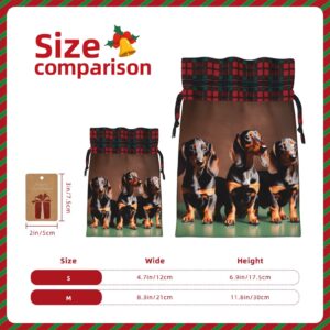 PULaif Dachshund Weiner Dog Christmas Drawstring Gift Bags, Large Size Christmas Bags For Gifts Party Favors, Xmas Gift Bags