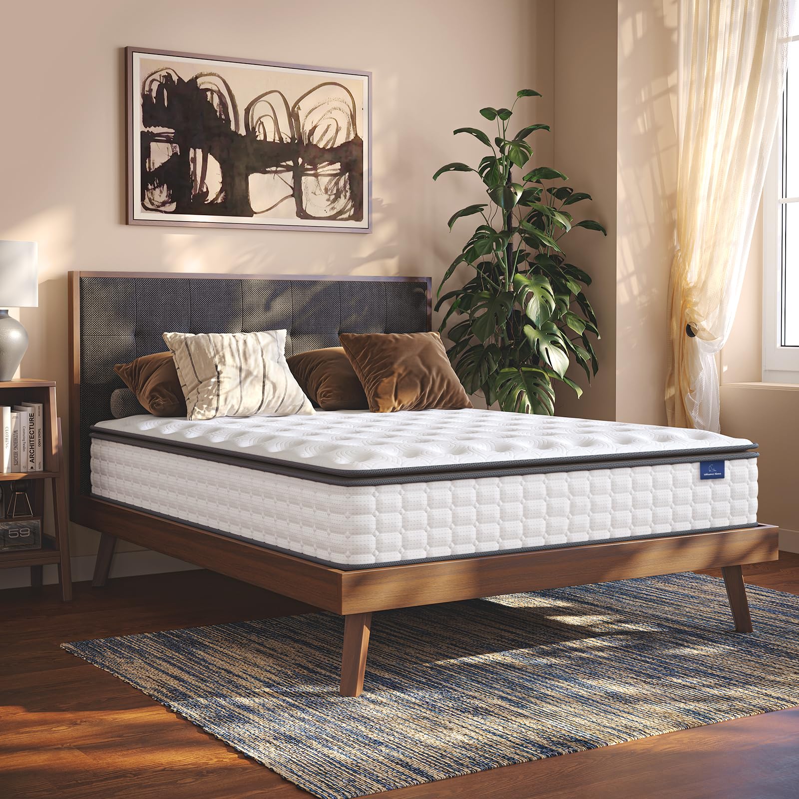 Vesgantti 12 Inch Hybrid Queen Mattress, Gel Memory Foam & Pocket Coils, Medium Firm, Plush Feel