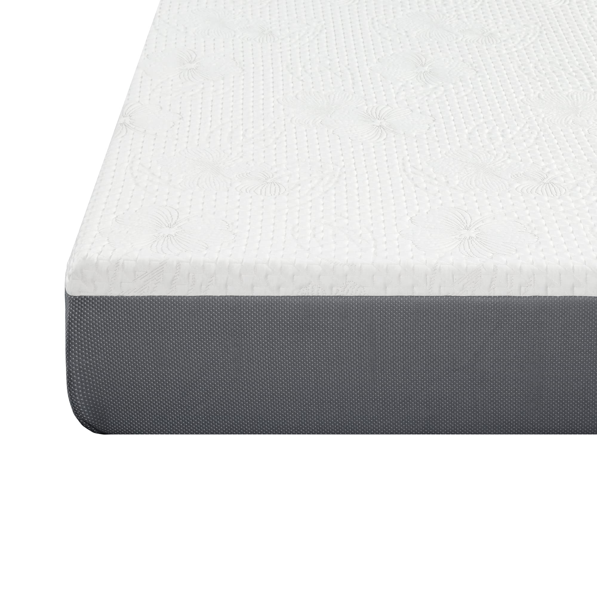 Olee Sleep 10 Inch Ventilated Gel Infused Memory Foam Mattress, CertiPUR-US® Certified, Gray, Queen