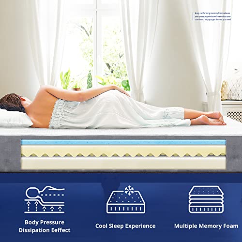 Olee Sleep 6 Inch Ventilated Gel Infused Memory Foam Mattress, CertiPUR-US® Certified, Gray, Queen