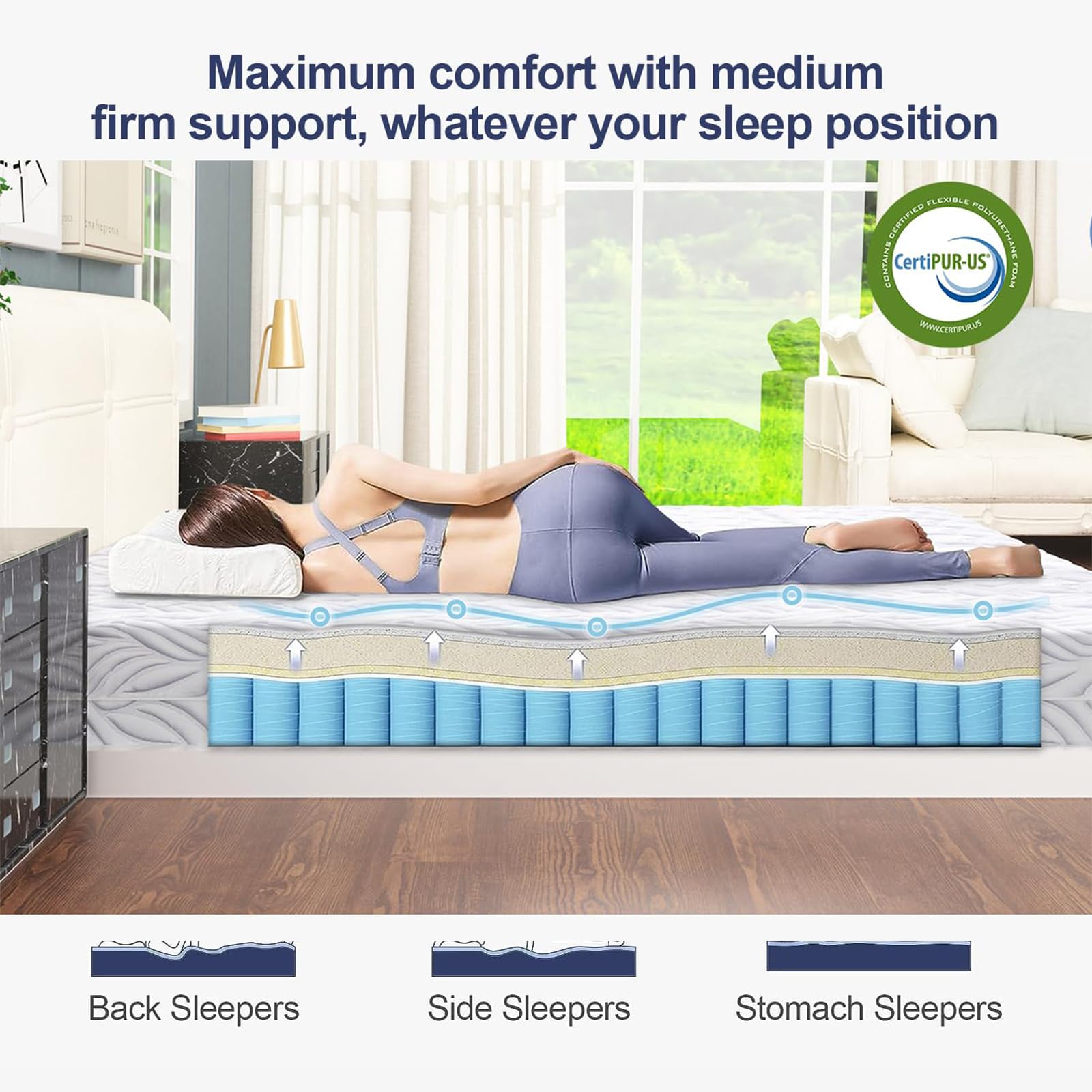 TMEOSK Queen Size Mattress, 10 inch Gel Memory Foam Mattress, Cooling Gel Infused Mattress Bed in a Box, Medium Firm Feel with Motion Isolating (Queen)