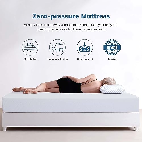 TMEOSK Queen Size Mattress, 8 inch Gel Memory Foam Mattress for a Cool Sleep & Pressure Relief, Medium Firm Feel with Motion Isolating (Queen)