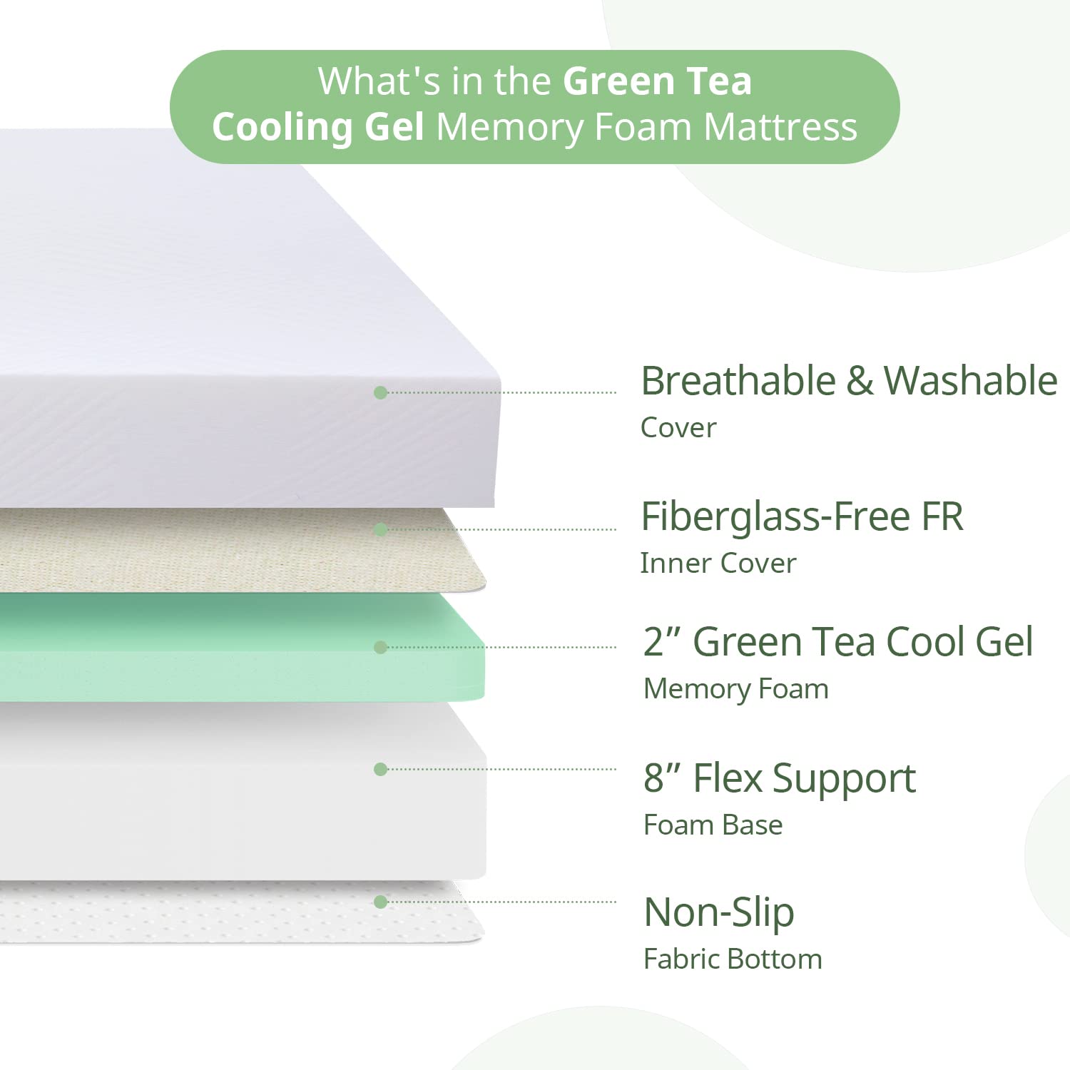 wOod-it Queen Mattresses, 10 inch Mattress Queen Size Memory Foam Cooling Gel Mattress in A Box Green Tea Medium Firm