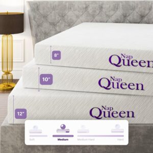 NapQueen Queen Mattress, 6 Inch Elizabeth Cooling Gel Memory Foam Mattress, Queen Bed Mattress in a Box, CertiPUR-US Certified, Medium Firm, Breathable Soft Fabric Cover