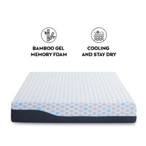 TMEOSK Queen Mattress, 10 inch Cooling Gel Memory Foam Mattress, Bamboo Charcoal Infused for Pressure Relief, Mattress in a Box, Medium Firm Feel, CertiPUR-US Certified, Made in USA (Queen)