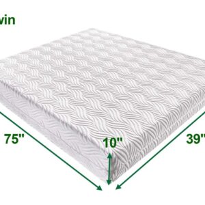 KNAMOTL 10 Inch Memory Foam Mattress, Green Tea Memory Foam Mattress, Gel Memory Foam Mattress, Fiberglass Free Mattress, CertiPUR-US Certified, Bed in a Box (Twin)