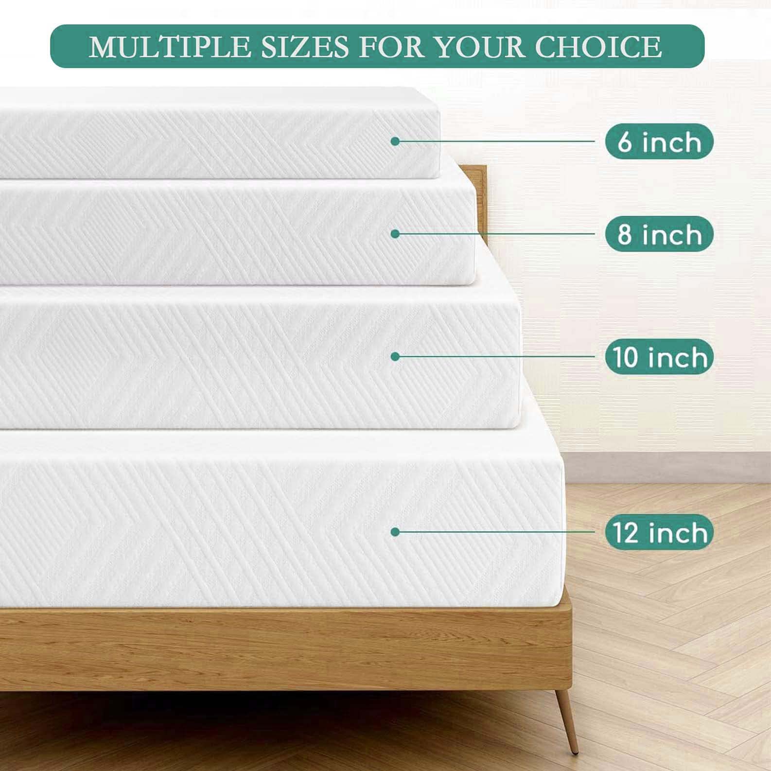 Queen Size Mattress, 10" Memory Foam Mattress with Green Tea & Cooling Gel Infused for Cool Sleep and Pressure Relief, Medium-Firm, Bed in A Box, Made in USA, CertiPUR-US Certified (Queen)