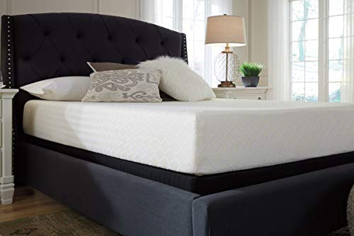 Signature Design by Ashley Queen Size Chime 10 Inch Medium Firm Memory Foam Mattress with Green Tea & Charcoal Gel