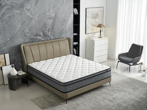 Container Furniture Direct Hybrid 12 Inch Queen Mattress in a Box, Pillow Top Bed Cushion with Gel Infused Memory Foam, Breathable and Hypoallergenic, Medium Firm for Lumbar Support