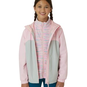 Eddie Bauer Girls' Rain Jacket - Lone Peak Waterproof 3 in 1 Insulated Windbreaker Coat with Removable Fleece Lining (5-20), Size 8, Soft Pink