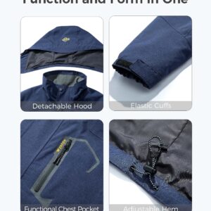wantdo Men's Windproof Winter Coat Hoodie Puffer Jacket Quilted 3 in 1 jacket Navy XL