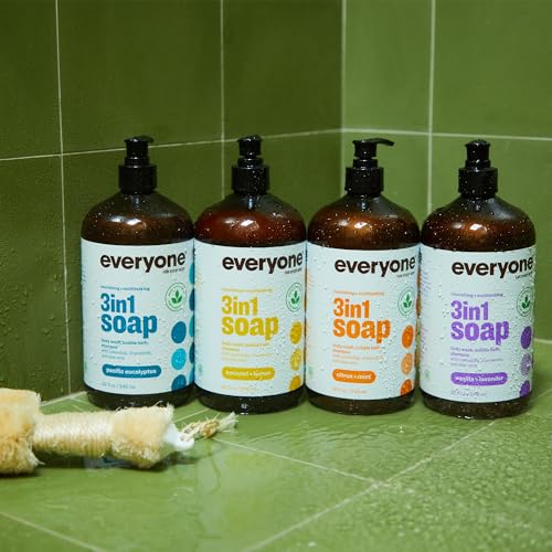 Everyone 3-in-1 Soap, Body Wash, Bubble Bath, Shampoo, 32 Ounce (Pack of 2), Coconut and Lemon, Coconut Cleanser with Plant Extracts and Pure Essential Oils