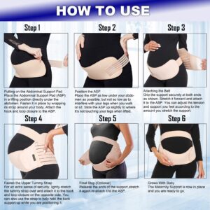 ChongErfei Pregnancy Belly Belly Bands 3 in 1 Pregnancy Support Belt for Pregnancy Back/Pelvic/Hip Pain, Pregnancy with Ab Support (XL:Fit Ab 46"-57.2", Black)