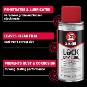 3-IN-ONE Lock Dry Lube, 2.5 OZ