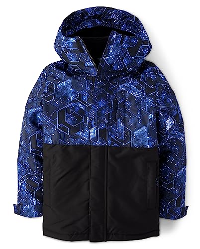 The Children's Place Boys' Heavy 3 in 1 Winter Jacket, Wind Water-Resistant Shell, Fleece Inner, Black | Space Cube_Black