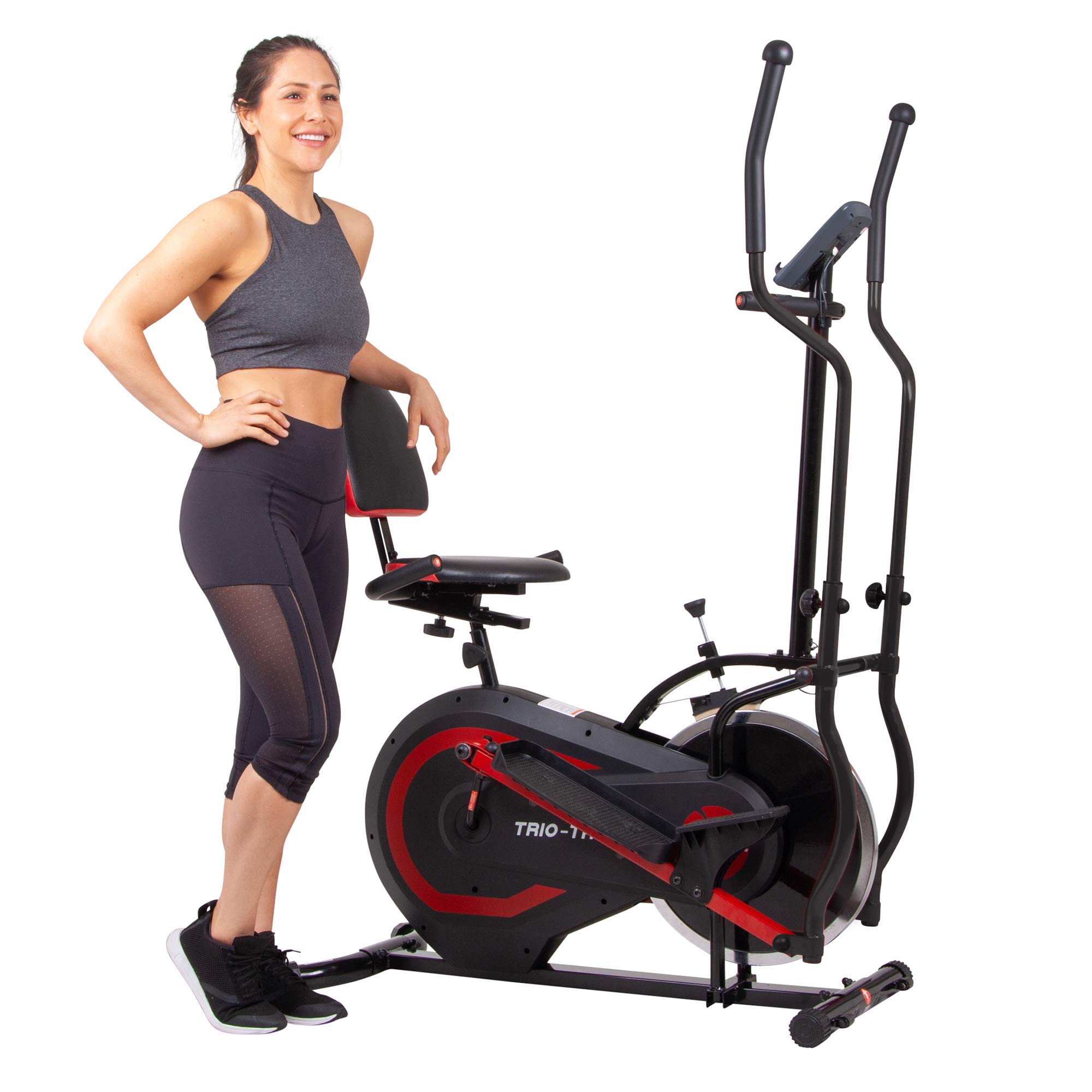 [BODY POWER] - 2nd Gen, PATENTED 3 in 1 Exercise Machine, Elliptical with Seat Back Cushion, Upright Cycling, and Reclined Bike Modes - Digital Computer Targets Different Body Parts, BRT5118