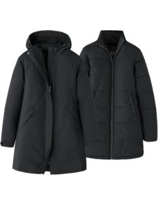 ampake women's 3 in 1 parka jacket warm winter with detachable puffer coat (black,l)
