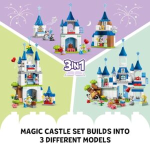 LEGO DUPLO Disney 3in1 Magic Castle Building Set for Family Play with 5 Disney Figures Including Mickey, Minnie, and Their Friends, Magical Disney 100 Adventure Toy for Toddlers Ages 3 and Up, 10998