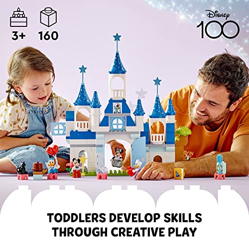 LEGO DUPLO Disney 3in1 Magic Castle Building Set for Family Play with 5 Disney Figures Including Mickey, Minnie, and Their Friends, Magical Disney 100 Adventure Toy for Toddlers Ages 3 and Up, 10998